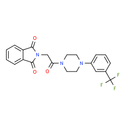 ChemSpider 2D Image | 2-(2-Oxo-2-{4-[3-(trifluoromethyl)phenyl]-1-piperazinyl}ethyl)-1H-isoindole-1,3(2H)-dione | C21H18F3N3O3
