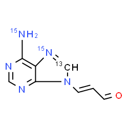ChemSpider 2D Image | (2E)-3-[6-(~15~N)Amino(8-~13~C,7-~15~N)-9H-purin-9-yl]acrylaldehyde | C713CH7N315N2O