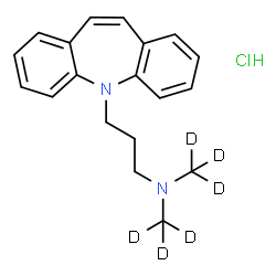 ChemSpider 2D Image | 3-(5H-Dibenzo[b,f]azepin-5-yl)-N,N-bis[(~2~H_3_)methyl]-1-propanamine hydrochloride (1:1) | C19H17D6ClN2