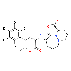 ChemSpider 2D Image | (1S,9S)-9-{[(2S)-1-Ethoxy-1-oxo-4-(~2~H_5_)phenyl-2-butanyl]amino}-10-oxooctahydro-6H-pyridazino[1,2-a][1,2]diazepine-1-carboxylic acid | C22H26D5N3O5