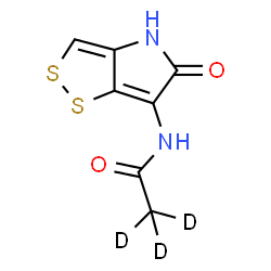 ChemSpider 2D Image | N-(5-Oxo-4,5-dihydro[1,2]dithiolo[4,3-b]pyrrol-6-yl)(~2~H_3_)acetamide | C7H3D3N2O2S2