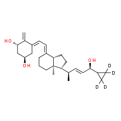 ChemSpider 2D Image | (1S,3R,5E,7E,22E,24S)-(26,26,27,27-~2~H_4_)-26,27-Cyclo-9,10-secocholesta-5,7,10,22-tetraene-1,3,24-triol | C27H36D4O3