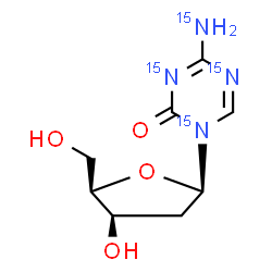 ChemSpider 2D Image | 4-(~15~N)Amino-1-(2-deoxy-beta-D-threo-pentofuranosyl)(~15~N_3_)-1,3,5-triazin-2(1H)-one | C8H1215N4O4