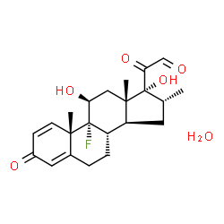 ChemSpider 2D Image | (11beta,16alpha)-9-Fluoro-11,17-dihydroxy-16-methyl-3,20-dioxopregna-1,4-dien-21-al hydrate (1:1) | C22H29FO6