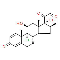 ChemSpider 2D Image | (11beta,16beta)-9-Chloro-11,17-dihydroxy-16-methyl-3,20-dioxopregna-1,4-dien-21-al | C22H27ClO5