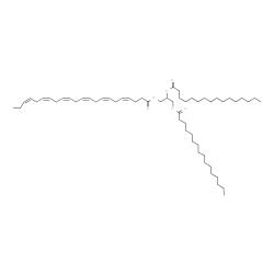 ChemSpider 2D Image | 2,3-Bis(palmitoyloxy)propyl (4Z,7Z,10Z,13Z,16Z,19Z)-4,7,10,13,16,19-docosahexaenoate | C57H98O6