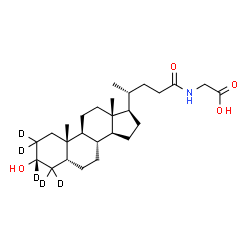 ChemSpider 2D Image | N-[(3alpha,5beta)-3-Hydroxy-24-oxo(2,2,3,4,4-~2~H_5_)cholan-24-yl]glycine | C26H38D5NO4