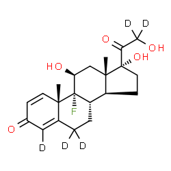 ChemSpider 2D Image | (11beta)-9-Fluoro-11,17,21-trihydroxy(4,6,6,21,21-~2~H_5_)pregna-1,4-diene-3,20-dione | C21H22D5FO5