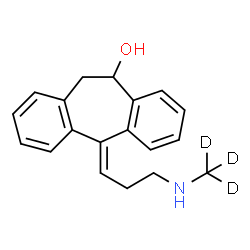 ChemSpider 2D Image | (5Z)-5-{3-[(~2~H_3_)Methylamino]propylidene}-10,11-dihydro-5H-dibenzo[a,d][7]annulen-10-ol | C19H18D3NO