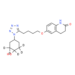 ChemSpider 2D Image | 6-(4-{1-[4-Hydroxy(3,3,4,5,5-~2~H_5_)cyclohexyl]-1H-tetrazol-5-yl}butoxy)-3,4-dihydro-2(1H)-quinolinone | C20H22D5N5O3