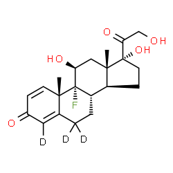 ChemSpider 2D Image | (11beta)-9-Fluoro-11,17,21-trihydroxy(4,6,6-~2~H_3_)pregna-1,4-diene-3,20-dione | C21H24D3FO5