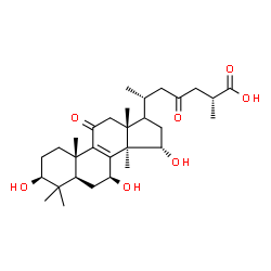 ChemSpider 2D Image | (3beta,7beta,15alpha,17xi,25R)-3,7,15-Trihydroxy-11,23-dioxolanost-8-en-26-oic acid | C30H46O7
