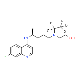 ChemSpider 2D Image | 2-({(4S)-4-[(7-Chloro-4-quinolinyl)amino]pentyl}[(~2~H_5_)ethyl]amino)ethanol | C18H21D5ClN3O
