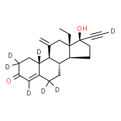ChemSpider 2D Image | (8S,9S,10R,13S,14S,17S)-13-Ethyl-17-(~2~H)ethynyl-17-hydroxy-11-methylene(2,2,4,6,6,10-~2~H_6_)-1,2,6,7,8,9,10,11,12,13,14,15,16,17-tetradecahydro-3H-cyclopenta[a]phenanthren-3-one (non-preferred name
) | C22H21D7O2
