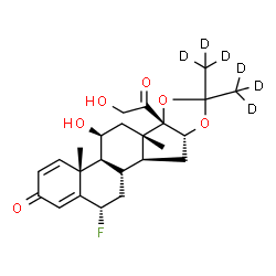 ChemSpider 2D Image | (4aR,4bS,5S,6aS,6bS,9aR,10aS,10bS,12S)-12-Fluoro-6b-glycoloyl-5-hydroxy-4a,6a-dimethyl-8,8-bis[(~2~H_3_)methyl]-4a,4b,5,6,6a,6b,9a,10,10a,10b,11,12-dodecahydro-2H-naphtho[2',1':4,5]indeno[1,2-d][1,3]d
ioxol-2-one | C24H25D6FO6