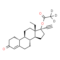 ChemSpider 2D Image | (8R,9S,10R,13S,14S,17R)-13-Ethyl-17-ethynyl-3-oxo-2,3,6,7,8,9,10,11,12,13,14,15,16,17-tetradecahydro-1H-cyclopenta[a]phenanthren-17-yl (~2~H_3_)acetate (non-preferred name) | C23H27D3O3