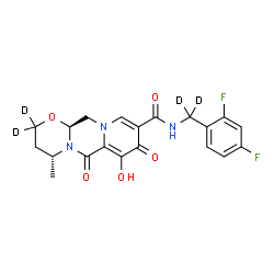 ChemSpider 2D Image | (4R,12aS)-N-[(2,4-Difluorophenyl)(~2~H_2_)methyl]-7-hydroxy-4-methyl-6,8-dioxo(2,2-~2~H_2_)-3,4,6,8,12,12a-hexahydro-2H-pyrido[1',2':4,5]pyrazino[2,1-b][1,3]oxazine-9-carboxamide | C20H15D4F2N3O5
