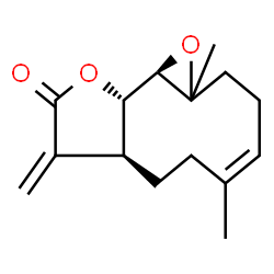 ChemSpider 2D Image | (4Z,7aS,10aS,10bR)-1a,5-Dimethyl-8-methylene-2,3,6,7,7a,8,10a,10b-octahydrooxireno[9,10]cyclodeca[1,2-b]furan-9(1aH)-one | C15H20O3