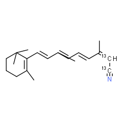ChemSpider 2D Image | (2Z,4E,6E,8E)-3,7-Dimethyl-9-(2,6,6-trimethyl-1-cyclohexen-1-yl)(1,2-~13~C_2_)-2,4,6,8-nonatetraenenitrile | C1813C2H27N