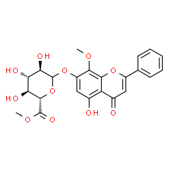 ChemSpider 2D Image | 5-Hydroxy-8-methoxy-4-oxo-2-phenyl-4H-chromen-7-yl methyl D-glucopyranosiduronate | C23H22O11
