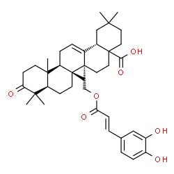 ChemSpider 2D Image | (10xi,17xi)-27-{[(2E)-3-(3,4-Dihydroxyphenyl)-2-propenoyl]oxy}-3-oxoolean-12-en-28-oic acid | C39H52O7