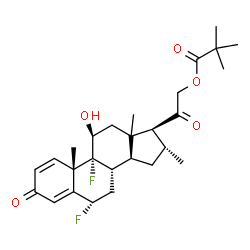 ChemSpider 2D Image | (6alpha,11beta,13xi,16alpha)-6,9-Difluoro-11-hydroxy-16-methyl-3,20-dioxopregna-1,4-dien-21-yl pivalate | C27H36F2O5