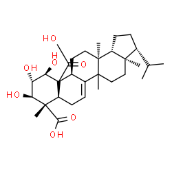 ChemSpider 2D Image | (3R,3aR,7aS,8S,9R,10S,11S,11bS,13aS,13bR)-9,10,11-Trihydroxy-3-isopropyl-3a,5a,8,13a-tetramethyl-1,2,3,3a,4,5,5a,7,7a,8,9,10,11,11b,12,13,13a,13b-octadecahydro-11aH-cyclopenta[a]chrysene-8,11a-dicarbo
xylic acid | C30H46O7