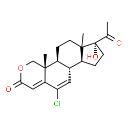 ChemSpider 2D Image | (4aR,4bS,7R,9aS,9bR)-7-Acetyl-11-chloro-7-hydroxy-4a,6a-dimethyl-4a,4b,5,6,6a,7,8,9,9a,9b-decahydroindeno[4,5-h]isochromen-2(4H)-one | C20H25ClO4