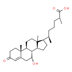 ChemSpider 2D Image | (7alpha,13xi)-7-Hydroxy-3-oxocholest-4-en-26-oic acid | C27H42O4