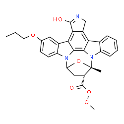 ChemSpider 2D Image | Methyl (15S,16R)-3-hydroxy-15-methyl-23-propoxy-28-oxa-4,14,19-triazaoctacyclo[12.11.2.1~15,18~.0~2,6~.0~7,27~.0~8,13~.0~19,26~.0~20,25~]octacosa-1,3,6,8,10,12,20,22,24,26-decaene-16-carboperoxoate | C30H27N3O6