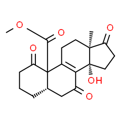 ChemSpider 2D Image | Methyl (5beta,10xi,13alpha)-14-hydroxy-1,7,17-trioxoandrost-8-en-19-oate | C20H24O6