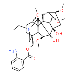 ChemSpider 2D Image | [(1alpha,4beta,6beta,14alpha,16beta)-20-Ethyl-7,8-dihydroxy-1,6,14,16-tetramethoxyaconitan-4-yl]methyl 2-aminobenzoate | C32H46N2O8