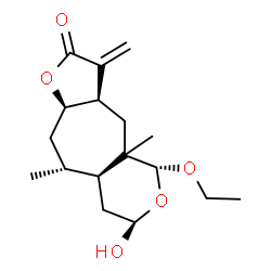 ChemSpider 2D Image | (3aR,5R,7R,8aS,9R,10aR)-5-Ethoxy-7-hydroxy-4a,9-dimethyl-3-methylenedecahydrofuro[2',3':5,6]cyclohepta[1,2-c]pyran-2(3H)-one | C17H26O5