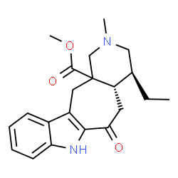ChemSpider 2D Image | Methyl (7aS,8S)-8-ethyl-10-methyl-6-oxo-6,7,7a,8,9,10,11,12-octahydropyrido[3',4':4,5]cyclohepta[1,2-b]indole-11a(5H)-carboxylate | C21H26N2O3