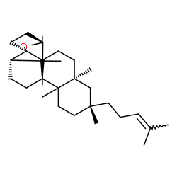 ChemSpider 2D Image | (1R,5S,7R,11R,14S,16S)-2,5,7,10,15,15-Hexamethyl-7-(4-methyl-3-penten-1-yl)-19-oxapentacyclo[14.2.1.0~1,14~.0~2,11~.0~5,10~]nonadecane | C30H50O