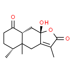 ChemSpider 2D Image | (5R,8aR,9aS)-9a-Hydroxy-3,4a,5-trimethyl-4a,6,7,8a,9,9a-hexahydronaphtho[2,3-b]furan-2,8(4H,5H)-dione | C15H20O4