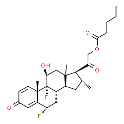 ChemSpider 2D Image | (6alpha,11beta,13xi,16alpha)-6,9-Difluoro-11-hydroxy-16-methyl-3,20-dioxopregna-1,4-dien-21-yl valerate | C27H36F2O5