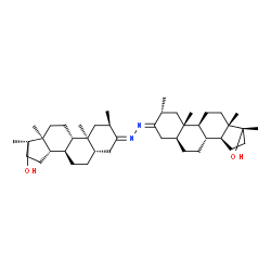 ChemSpider 2D Image | (2alpha,3Z,5alpha,17alpha)-3-{(2E)-[(2alpha,3E,5alpha,17alpha)-17-Hydroxy-2,17-dimethylandrostan-3-ylidene]hydrazono}-2,17-dimethylandrostan-17-ol | C42H68N2O2