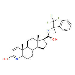 ChemSpider 2D Image | (4aR,4bS,6aS,7S,9aS,9bS)-2-Hydroxy-4a,6a-dimethyl-N-(1,1,1-trifluoro-2-phenyl-2-propanyl)-4b,5,6,6a,7,8,9,9a,9b,10,11,11a-dodecahydro-4aH-indeno[5,4-f]quinoline-7-carboximidic acid | C28H35F3N2O2