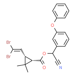 ChemSpider 2D Image | Cyano(3-phenoxyphenyl)methyl (1S,3S)-3-(2,2-dibromovinyl)-2,2-dimethylcyclopropanecarboxylate | C22H19Br2NO3