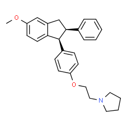 ChemSpider 2D Image | cis-1-(2-(4-(2,3-dihydro-5-methoxy-2-phenyl-1H-inden-1-yl)phenoxy)ethyl)pyrrolidine | C28H31NO2