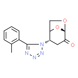 ChemSpider 2D Image | (2S)-2-[5-(2-Methylphenyl)-1H-tetrazol-1-yl]-6,8-dioxabicyclo[3.2.1]octan-4-one (non-preferred name) | C14H14N4O3