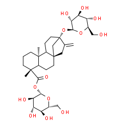 ChemSpider 2D Image | 1-O-[(5xi,8alpha,9xi,10alpha,13alpha)-13-(beta-D-Glucopyranosyloxy)-18-oxokaur-16-en-18-yl]-beta-D-glucopyranose | C32H50O13