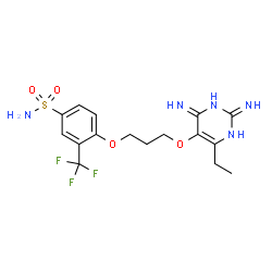 ChemSpider 2D Image | 4-{3-[(6-Ethyl-2,4-diimino-1,2,3,4-tetrahydro-5-pyrimidinyl)oxy]propoxy}-3-(trifluoromethyl)benzenesulfonamide | C16H20F3N5O4S