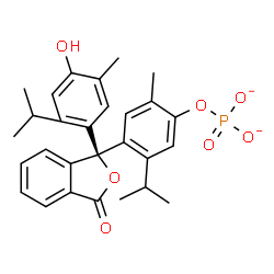 ChemSpider 2D Image | 4-[(1S)-1-(4-Hydroxy-2-isopropyl-5-methylphenyl)-3-oxo-1,3-dihydro-2-benzofuran-1-yl]-5-isopropyl-2-methylphenyl phosphate | C28H29O7P