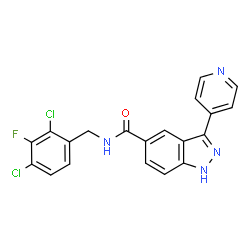 ChemSpider 2D Image | N-(2,4-Dichloro-3-fluorobenzyl)-3-(4-pyridinyl)-1H-indazole-5-carboxamide | C20H13Cl2FN4O