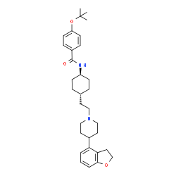 ChemSpider 2D Image | N-(trans-4-{2-[4-(2,3-Dihydro-1-benzofuran-4-yl)-1-piperidinyl]ethyl}cyclohexyl)-4-[(2-methyl-2-propanyl)oxy]benzamide | C32H44N2O3