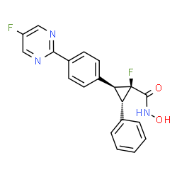 ChemSpider 2D Image | (1S,2S,3S)-1-Fluoro-2-[4-(5-fluoro-2-pyrimidinyl)phenyl]-N-hydroxy-3-phenylcyclopropanecarboxamide | C20H15F2N3O2