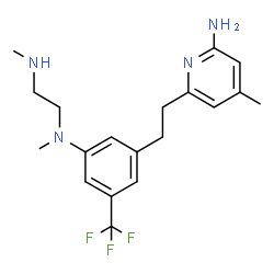 ChemSpider 2D Image | N-{3-[2-(6-Amino-4-methyl-2-pyridinyl)ethyl]-5-(trifluoromethyl)phenyl}-N,N'-dimethyl-1,2-ethanediamine | C19H25F3N4