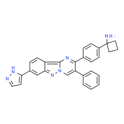 ChemSpider 2D Image | 1-{4-[3-Phenyl-8-(1H-pyrazol-5-yl)pyrimido[1,2-b]indazol-2-yl]phenyl}cyclobutanamine | C29H24N6